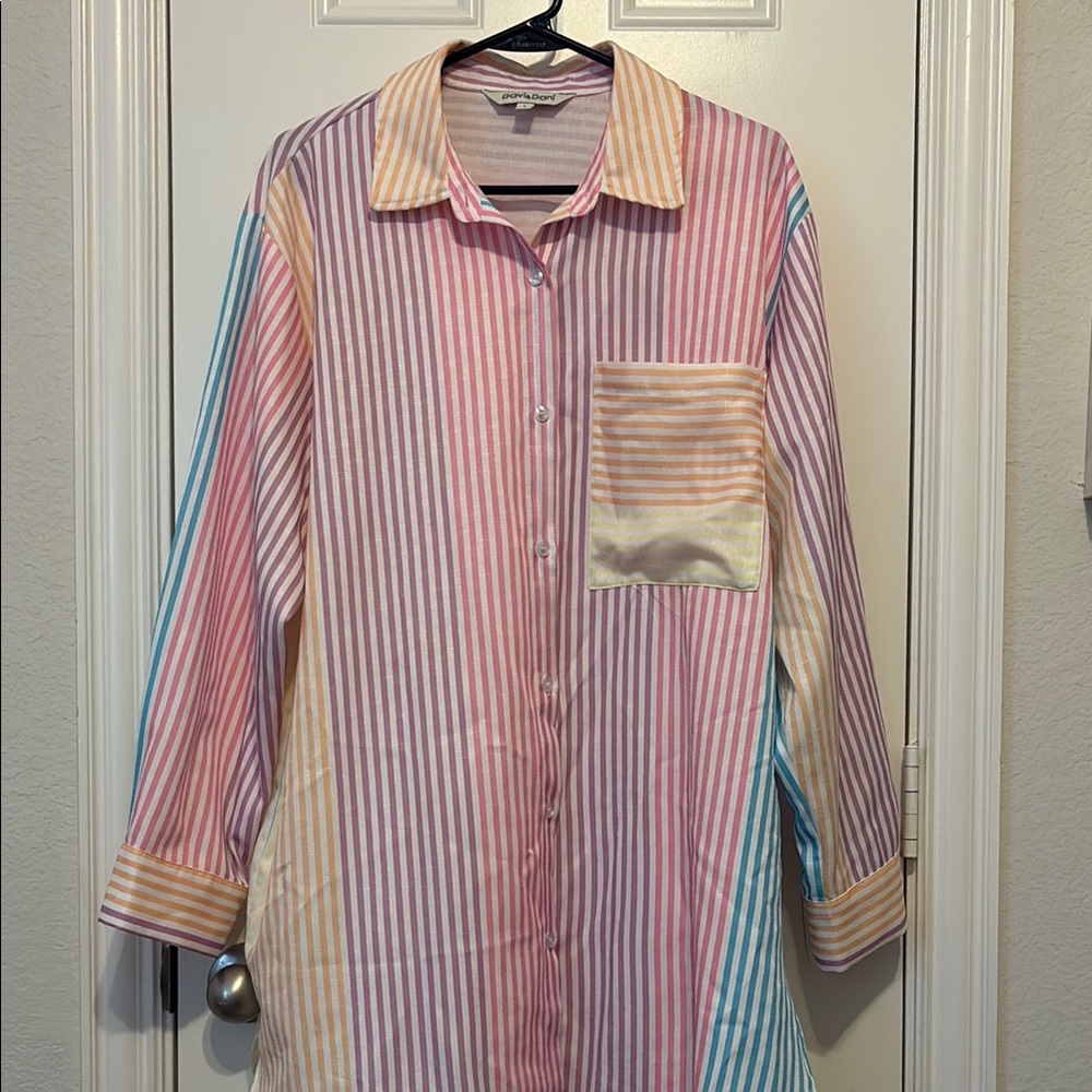 DAVI & DANI Pastel Striped Shirt
